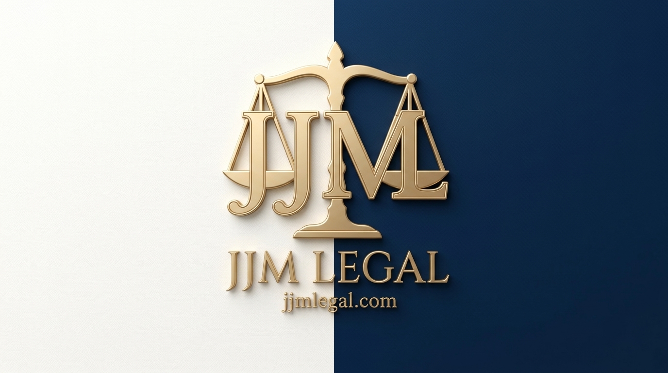JJM Legal, monograma dorado con balanza
